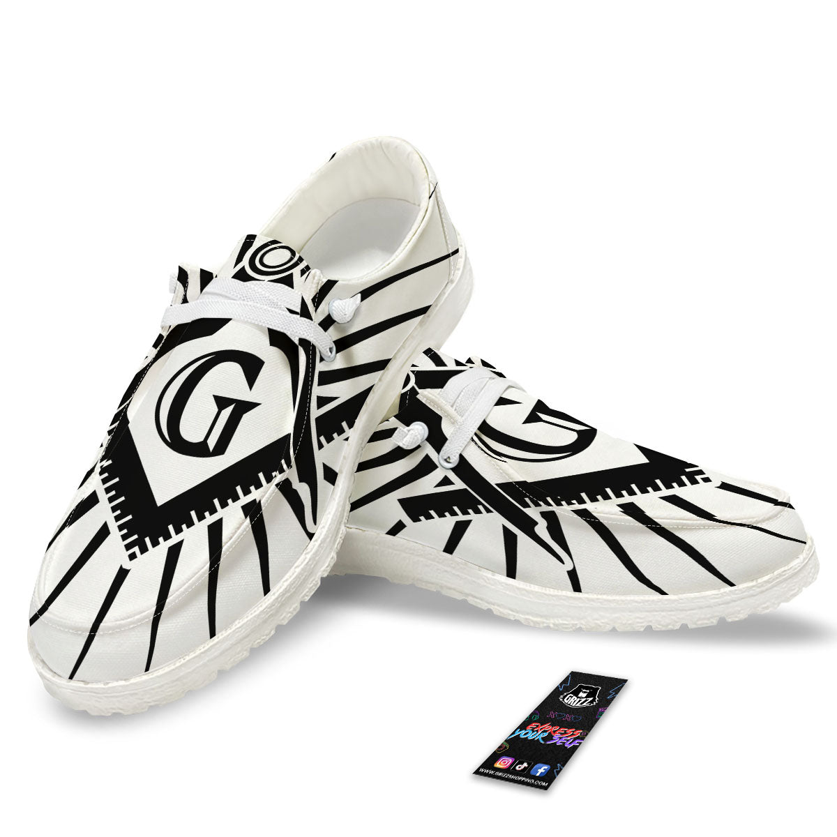 Symbol Freemasonry Print White Loafers-grizzshop
