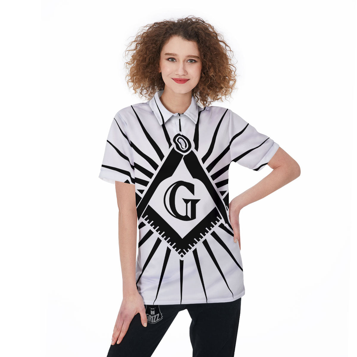 Symbol Freemasonry Print Women's Golf Shirts-grizzshop