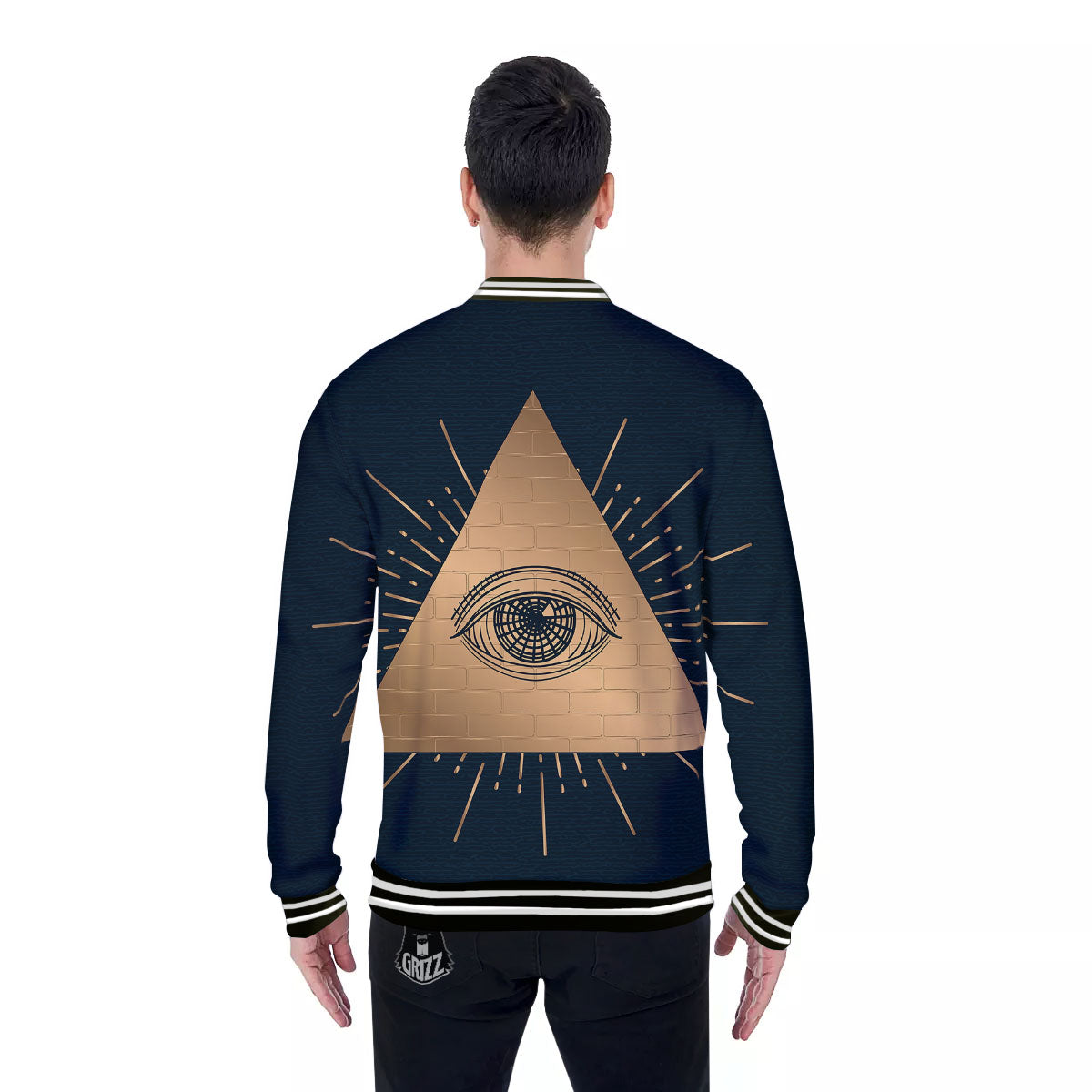 Symbol Illuminati Print Baseball Jacket-grizzshop