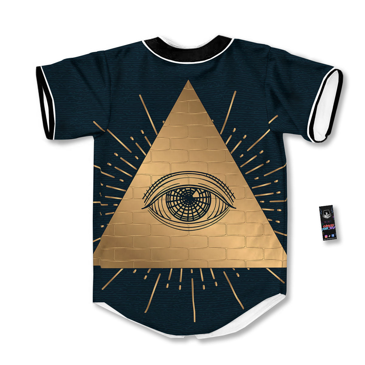 Symbol Illuminati Print Baseball Jersey-grizzshop