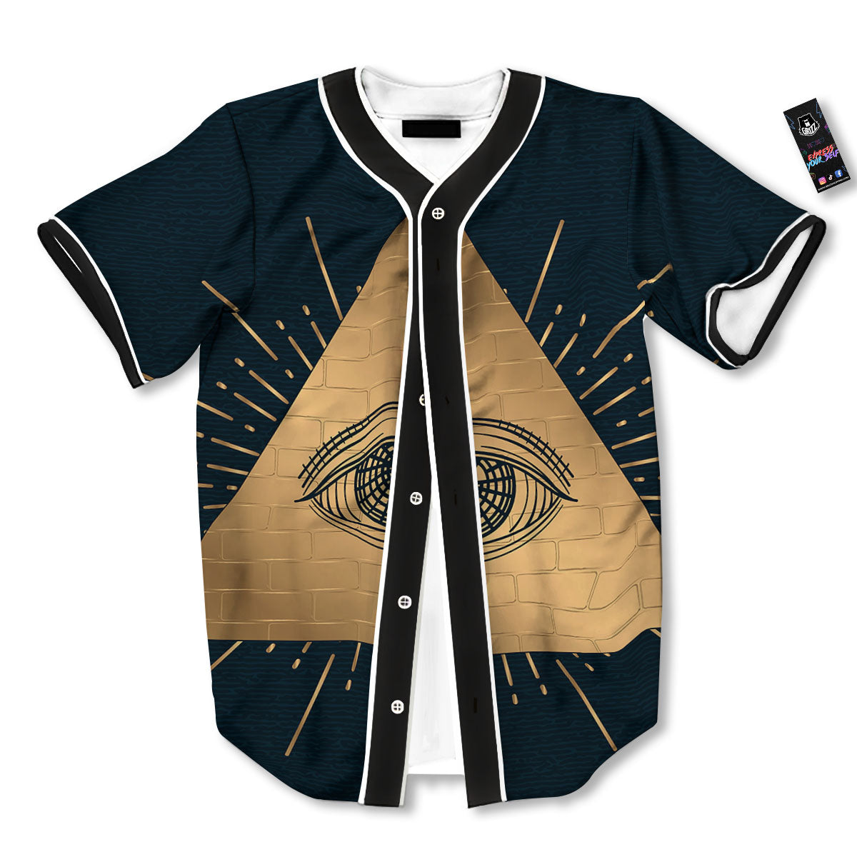 Symbol Illuminati Print Baseball Jersey-grizzshop