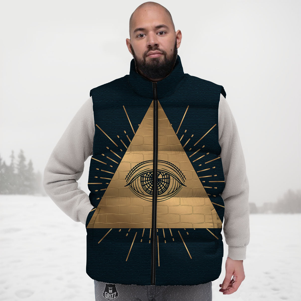 Symbol Illuminati Print Down Vest