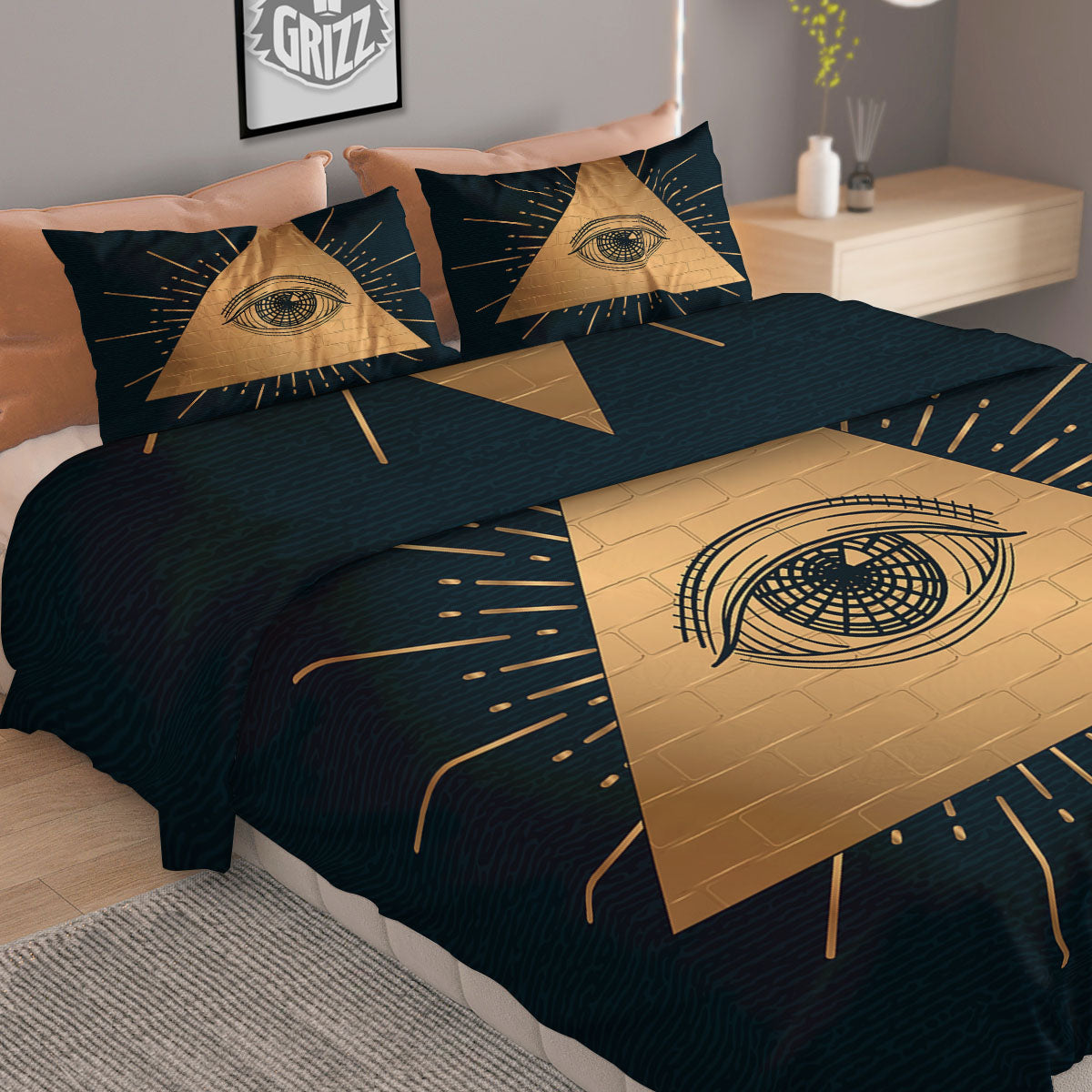 Symbol Illuminati Print Duvet Cover Bedding Set