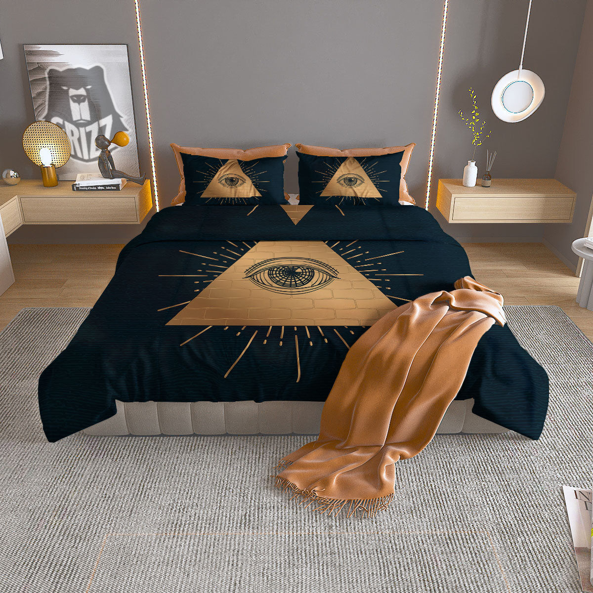 Symbol Illuminati Print Duvet Cover Bedding Set