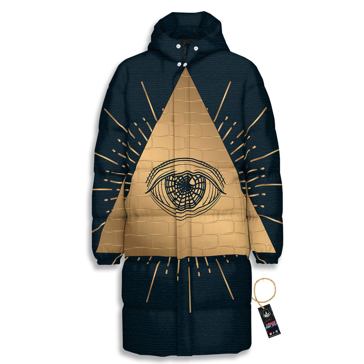Symbol Illuminati Print Long Down Jacket-grizzshop