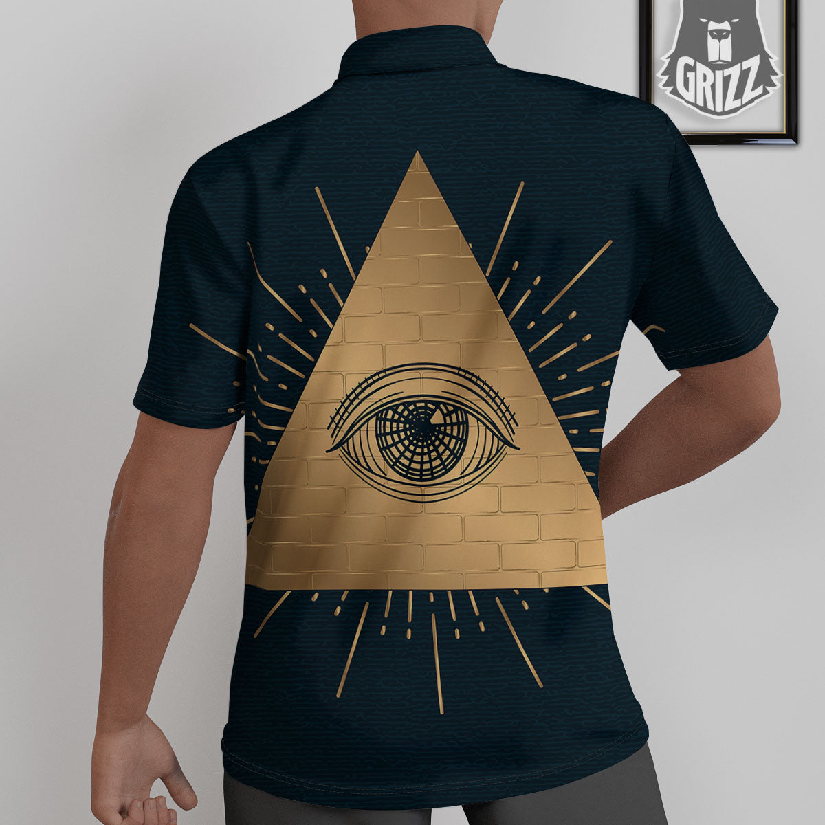 Symbol Illuminati Print Untucked Shirts-grizzshop