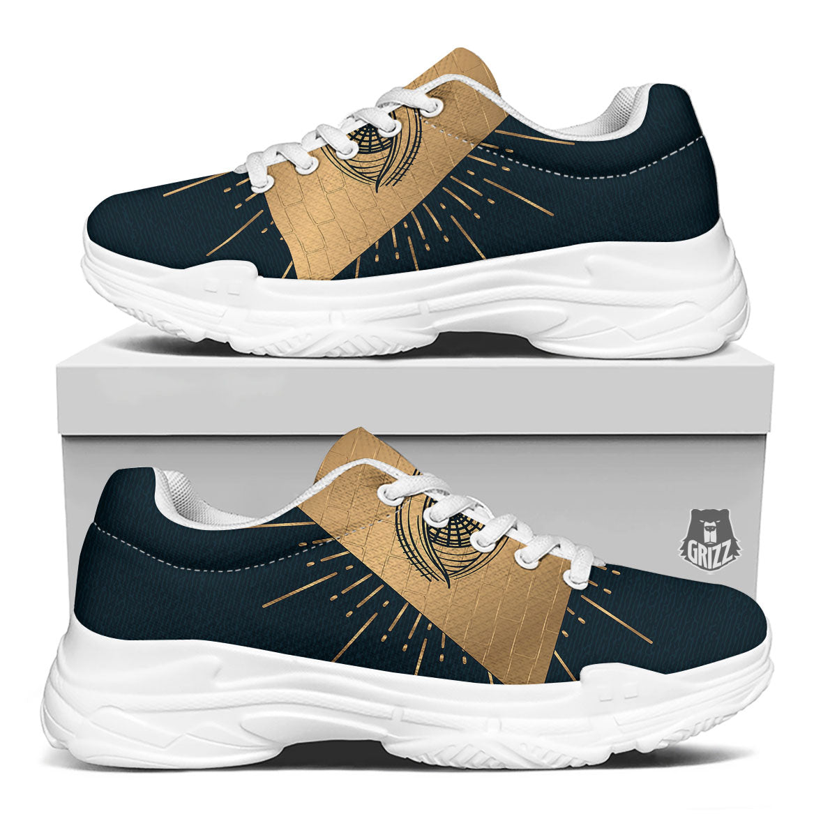Symbol Illuminati Print White Chunky Shoes-grizzshop