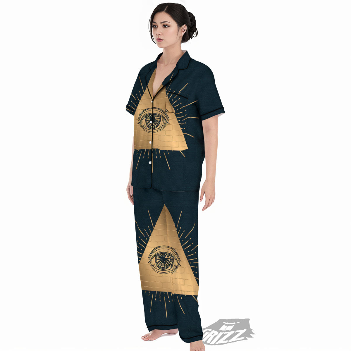 Symbol Illuminati Print Women's Pajamas Set-grizzshop