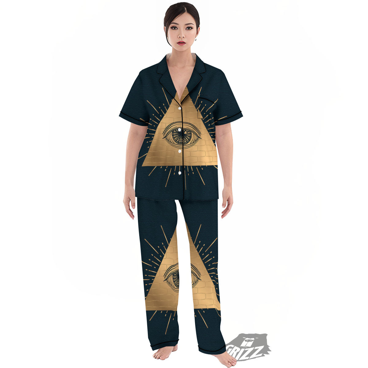 Symbol Illuminati Print Women's Pajamas Set-grizzshop