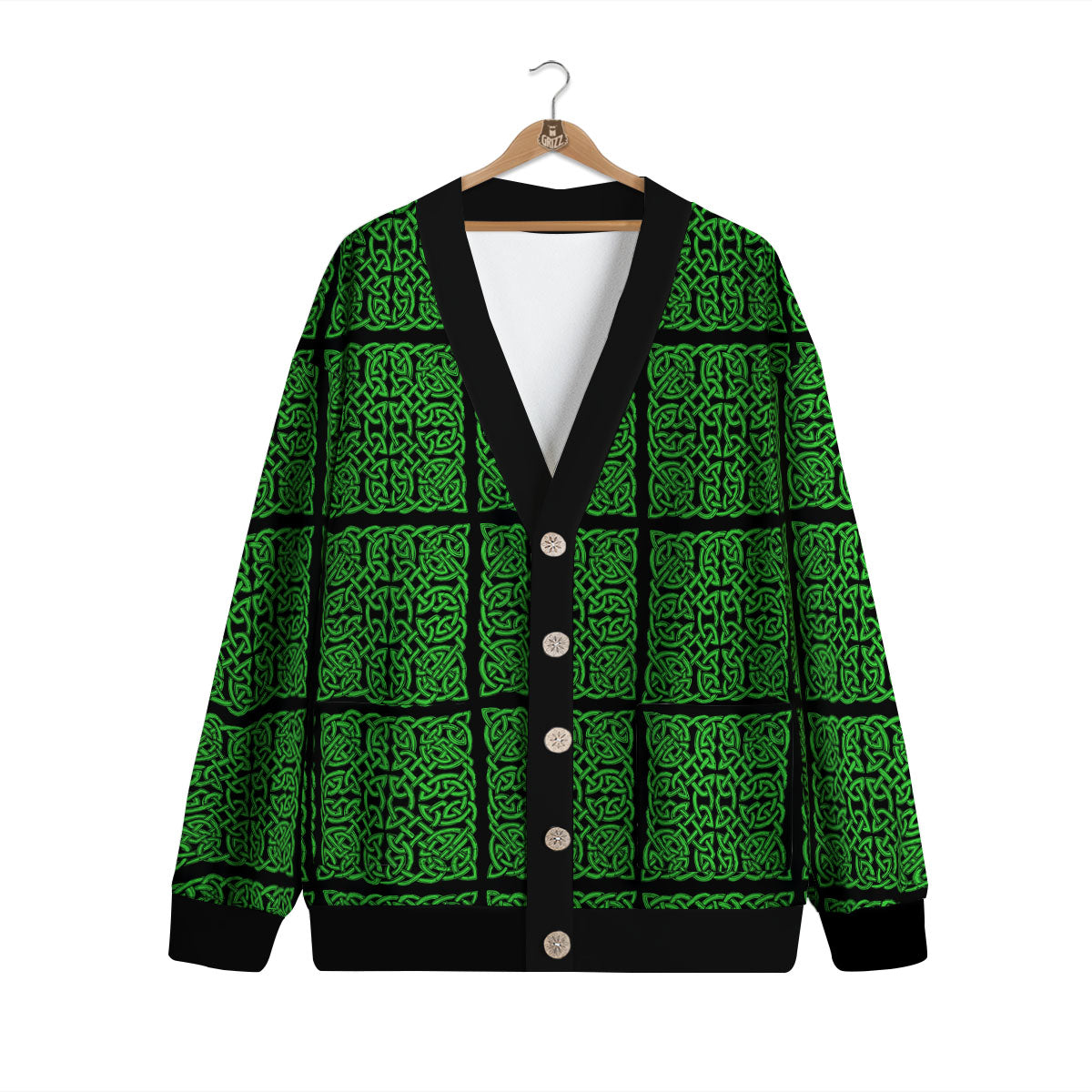 Symbol Irish Celtic Print Pattern Cardigan-grizzshop