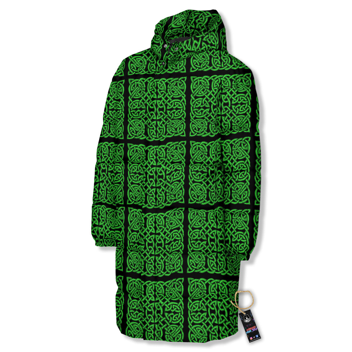 Symbol Irish Celtic Print Pattern Long Down Jacket-grizzshop