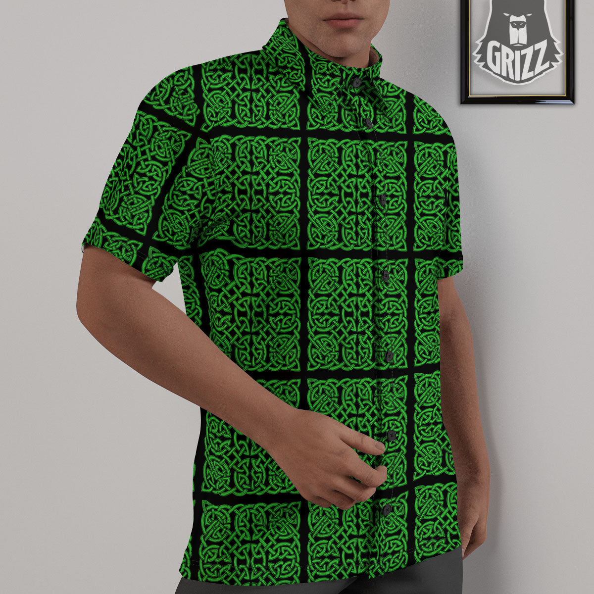 Symbol Irish Celtic Print Pattern Untucked Shirts-grizzshop