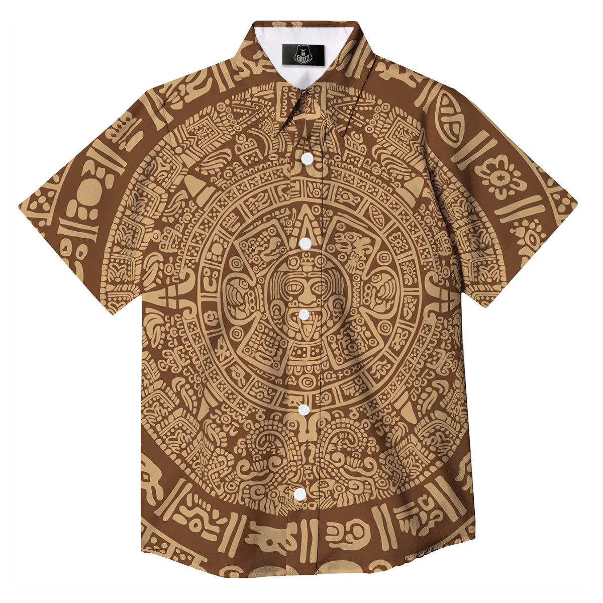 Symbol Mayan Print Button Up Shirt-grizzshop