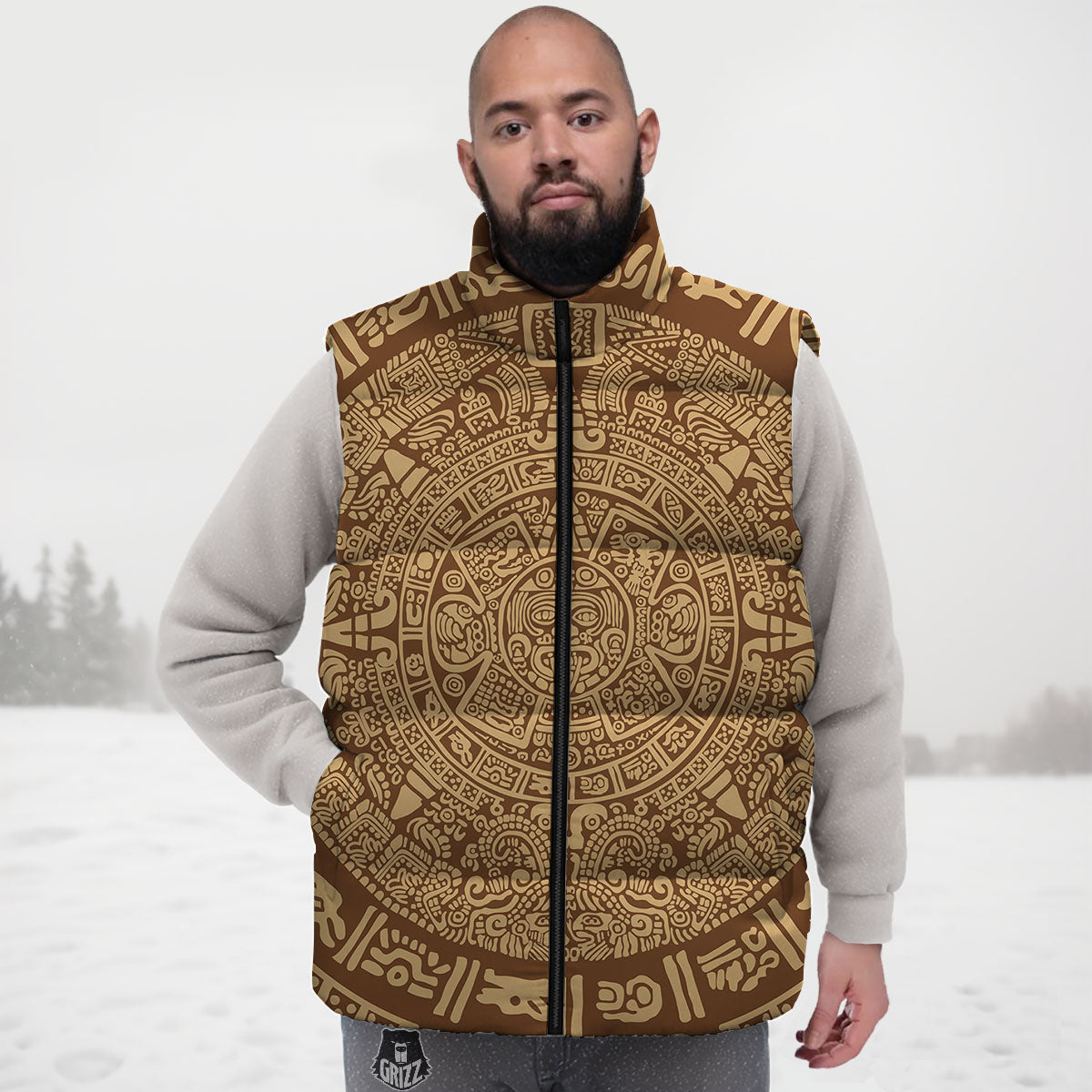 Symbol Mayan Print Down Vest