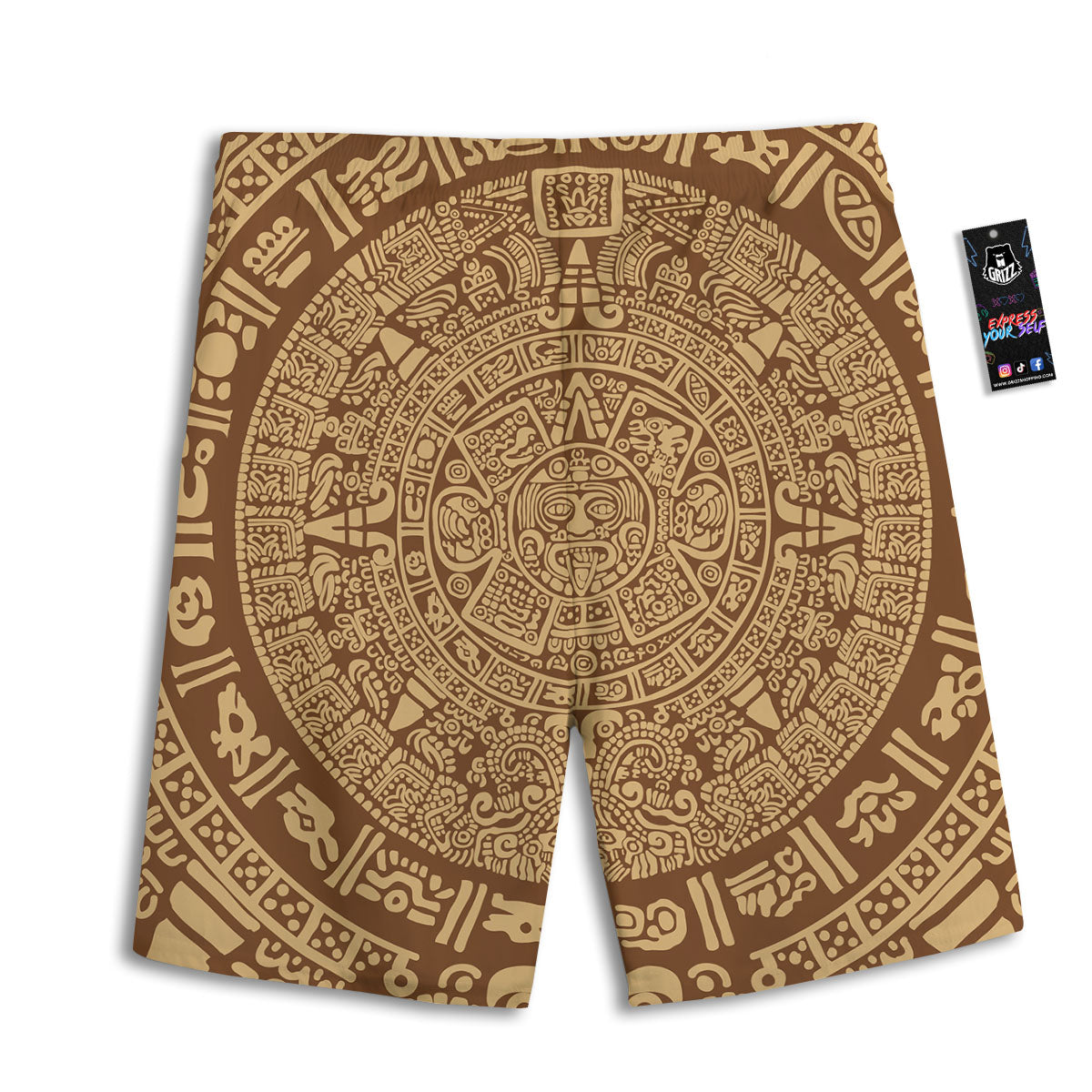 Symbol Mayan Print Men's Athletic Shorts