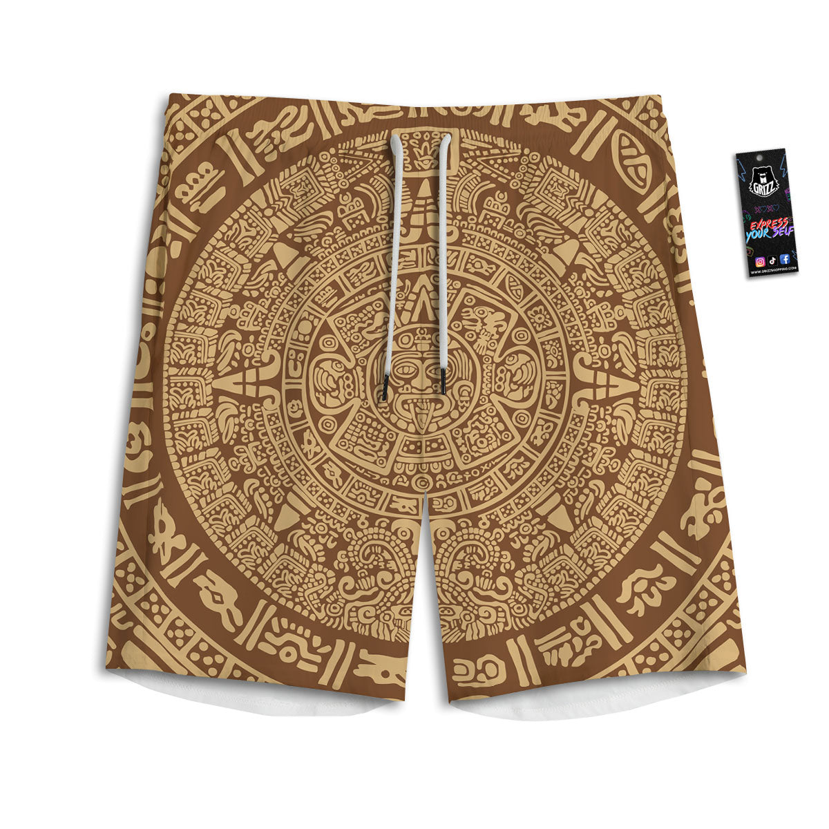 Symbol Mayan Print Men's Athletic Shorts