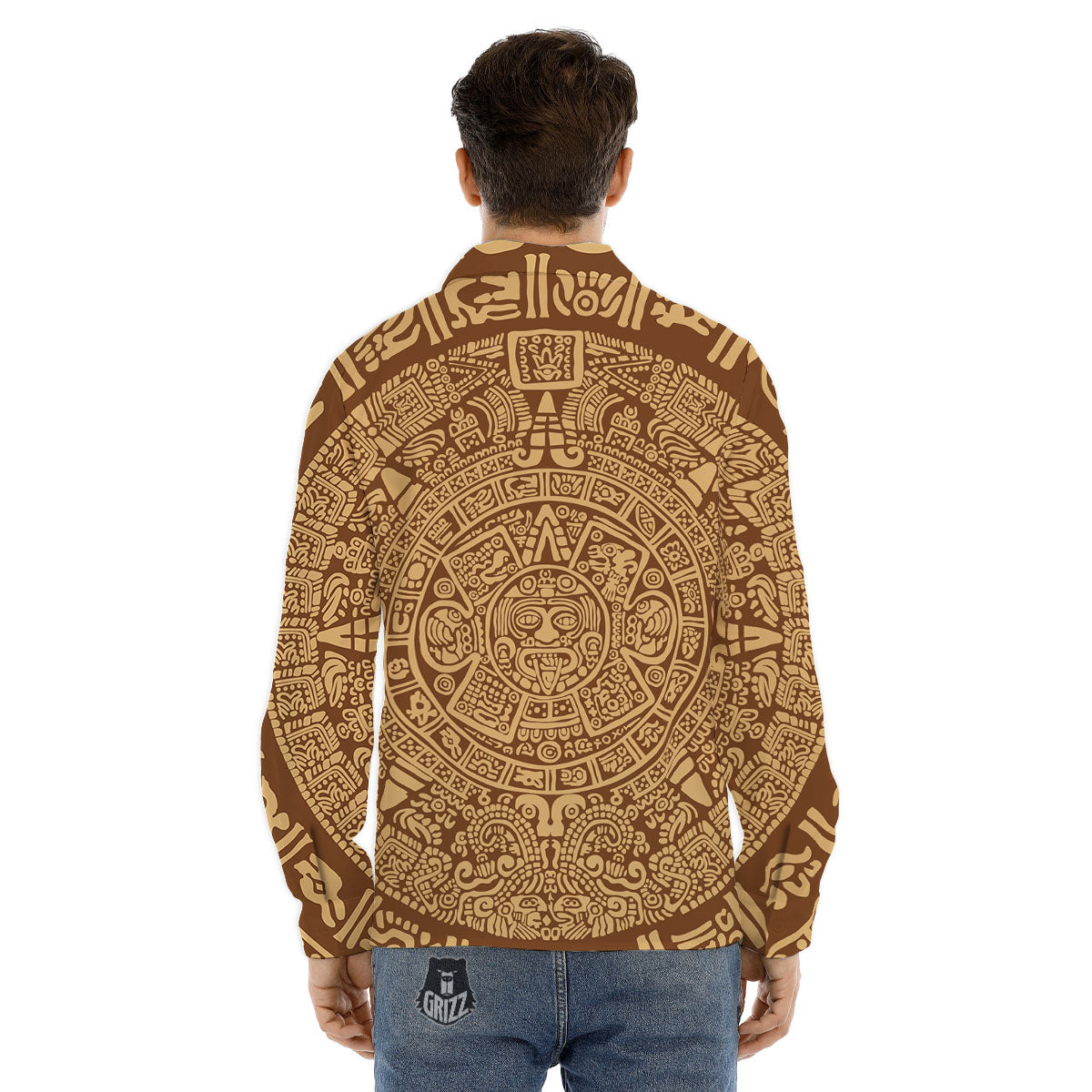 Symbol Mayan Print Men's Dress Shirts-grizzshop