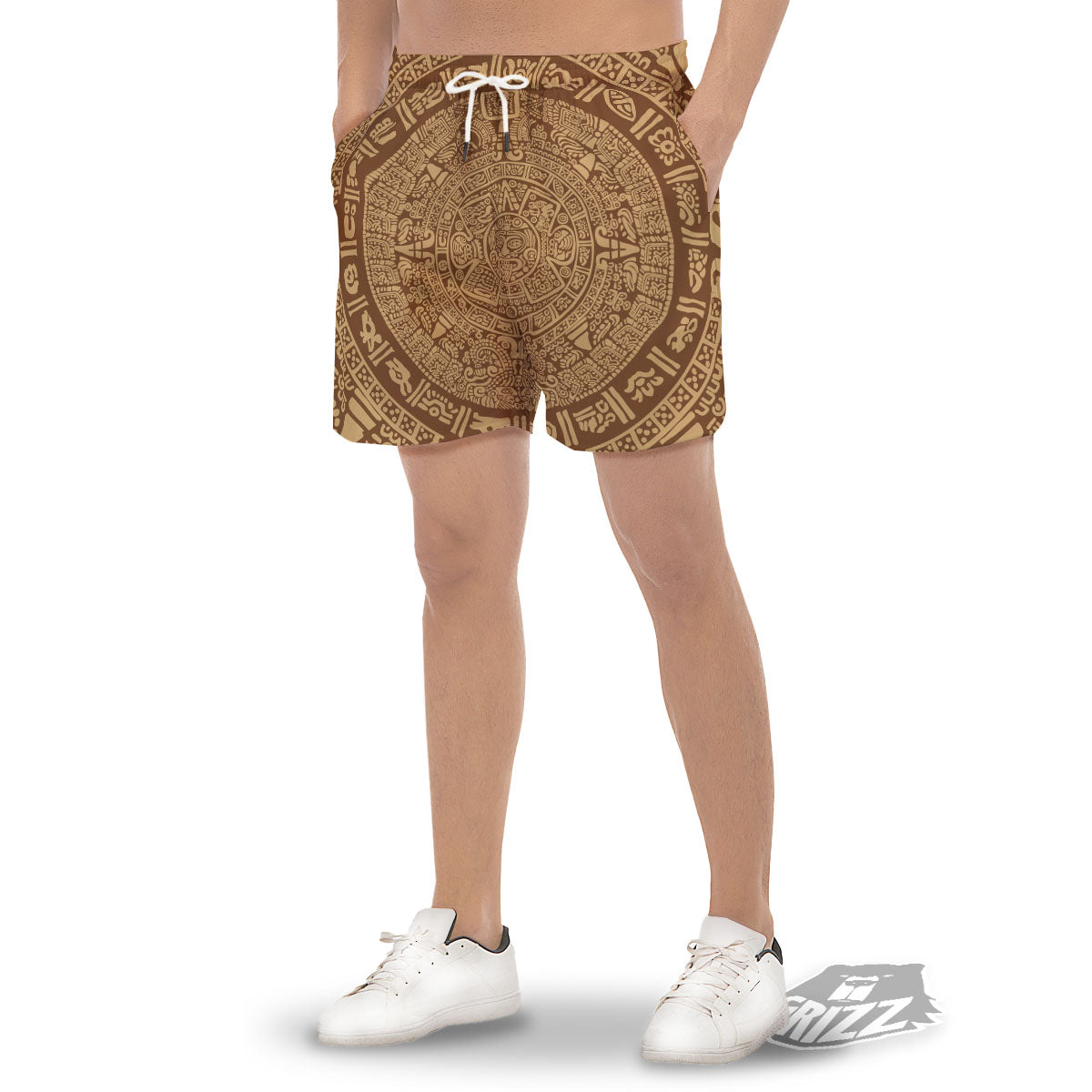 Symbol Mayan Print Men's Gym Shorts-grizzshop