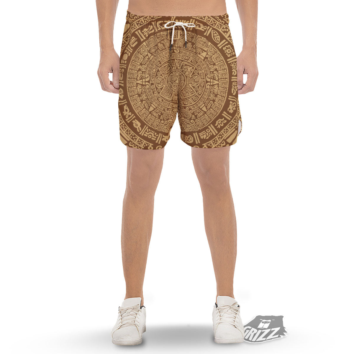 Symbol Mayan Print Men's Gym Shorts-grizzshop
