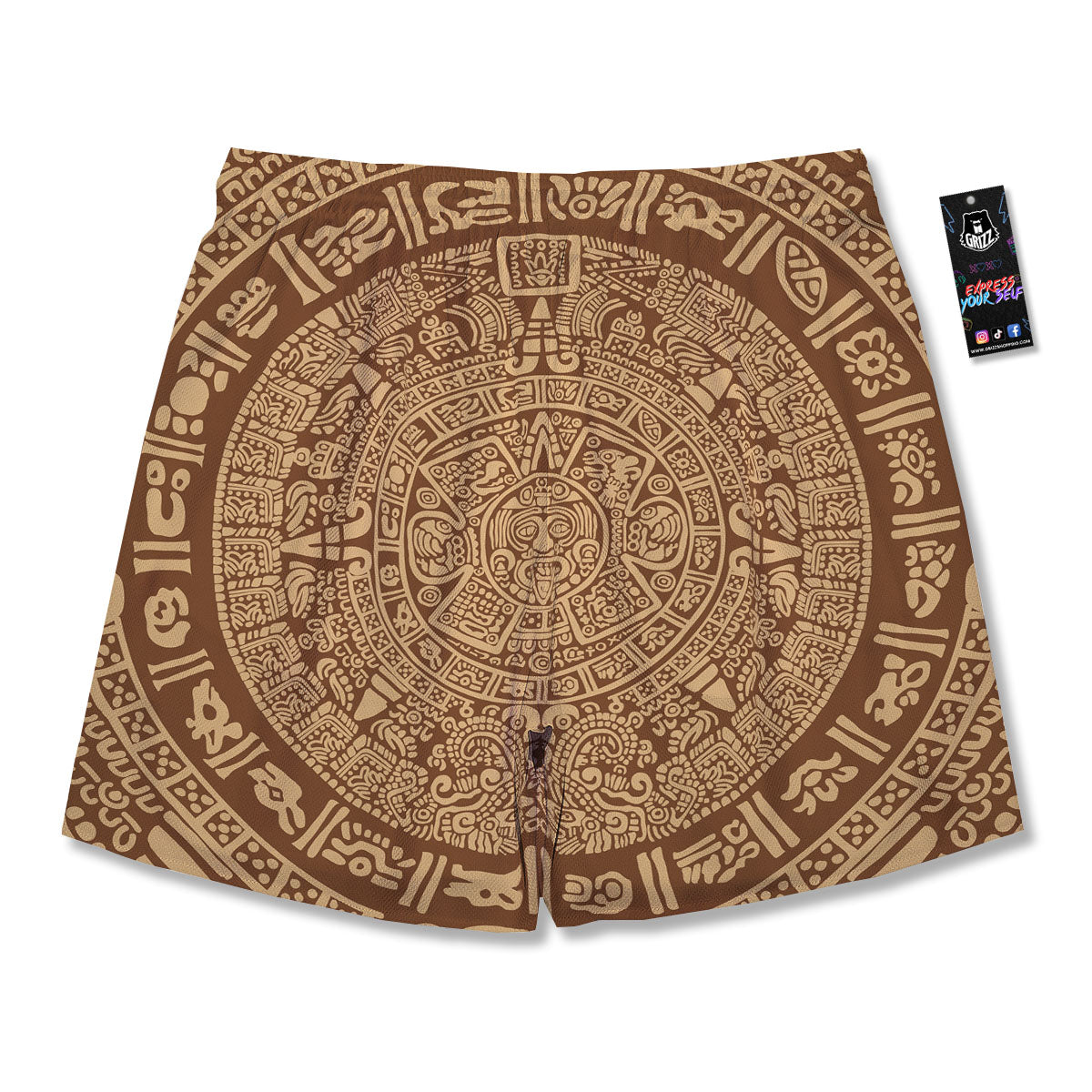 Symbol Mayan Print Men's Running Shorts-grizzshop