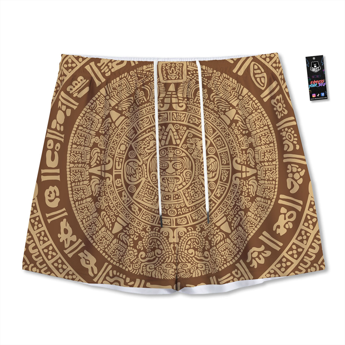 Symbol Mayan Print Mesh Shorts