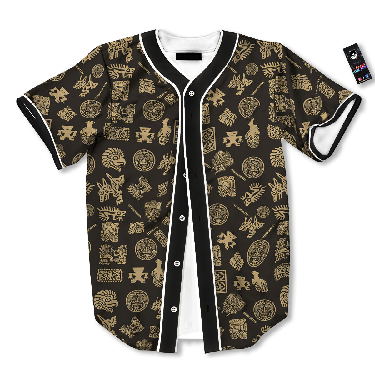 Symbol Mayan Print Pattern Baseball Jersey-grizzshop