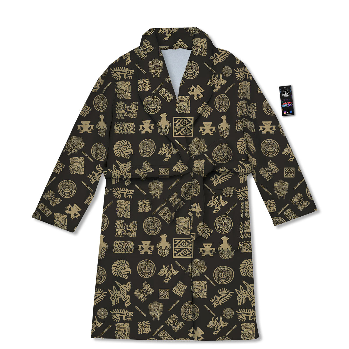 Symbol Mayan Print Pattern Bathrobe-grizzshop