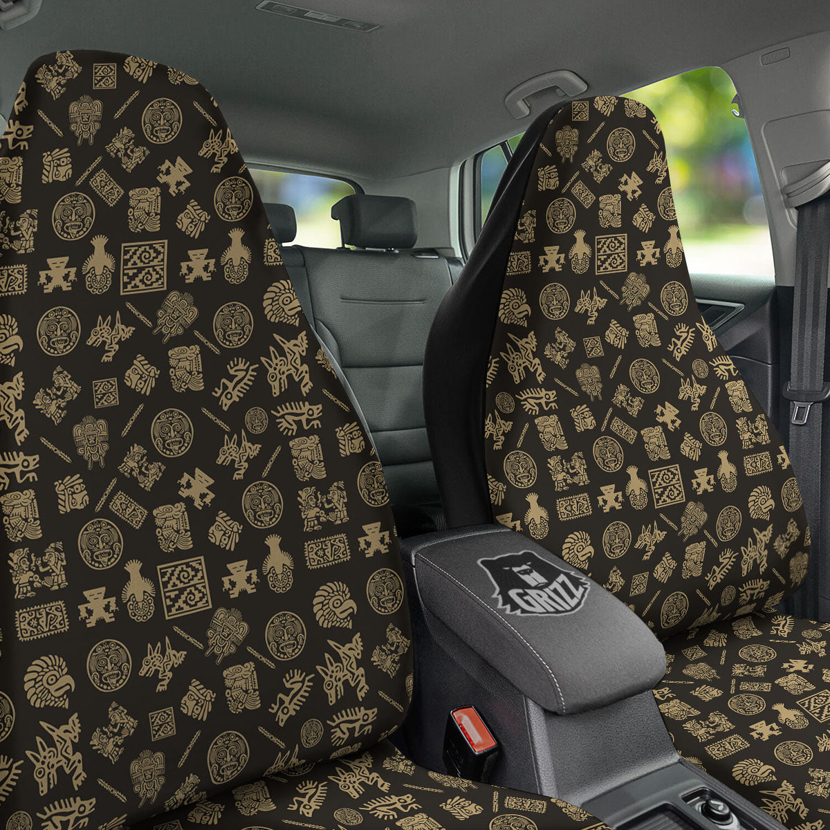 Symbol Mayan Print Pattern Car Seat Covers-grizzshop