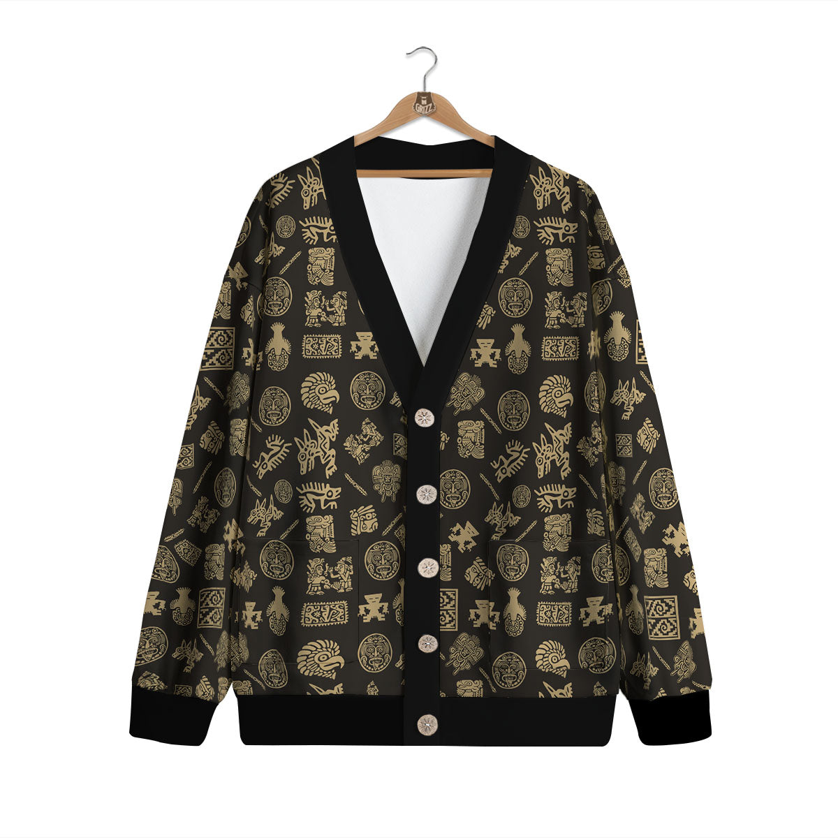 Symbol Mayan Print Pattern Cardigan-grizzshop