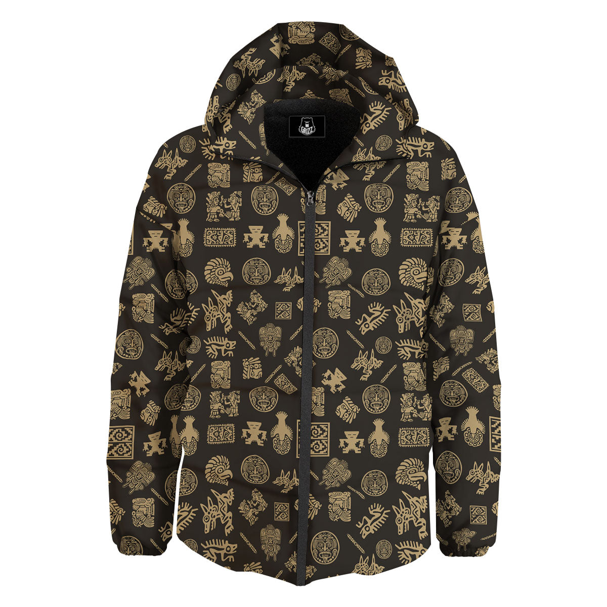 Symbol Mayan Print Pattern Down Jacket-grizzshop