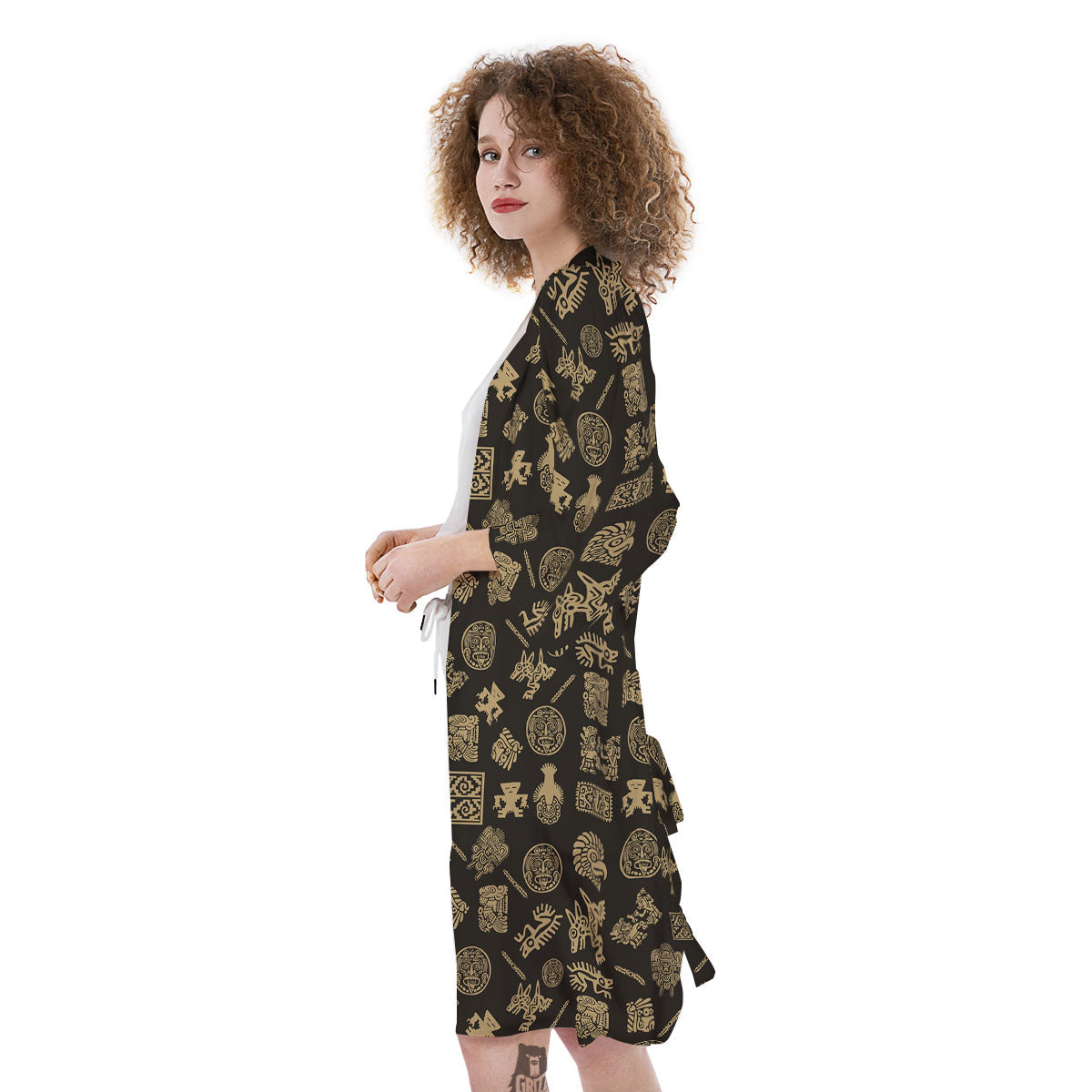 Symbol Mayan Print Pattern Kimono-grizzshop