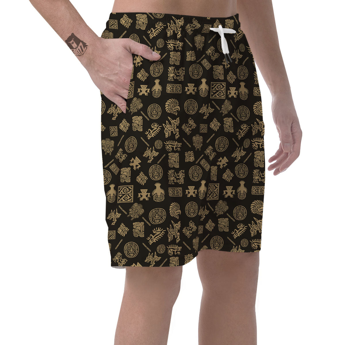 Symbol Mayan Print Pattern Men's Shorts-grizzshop
