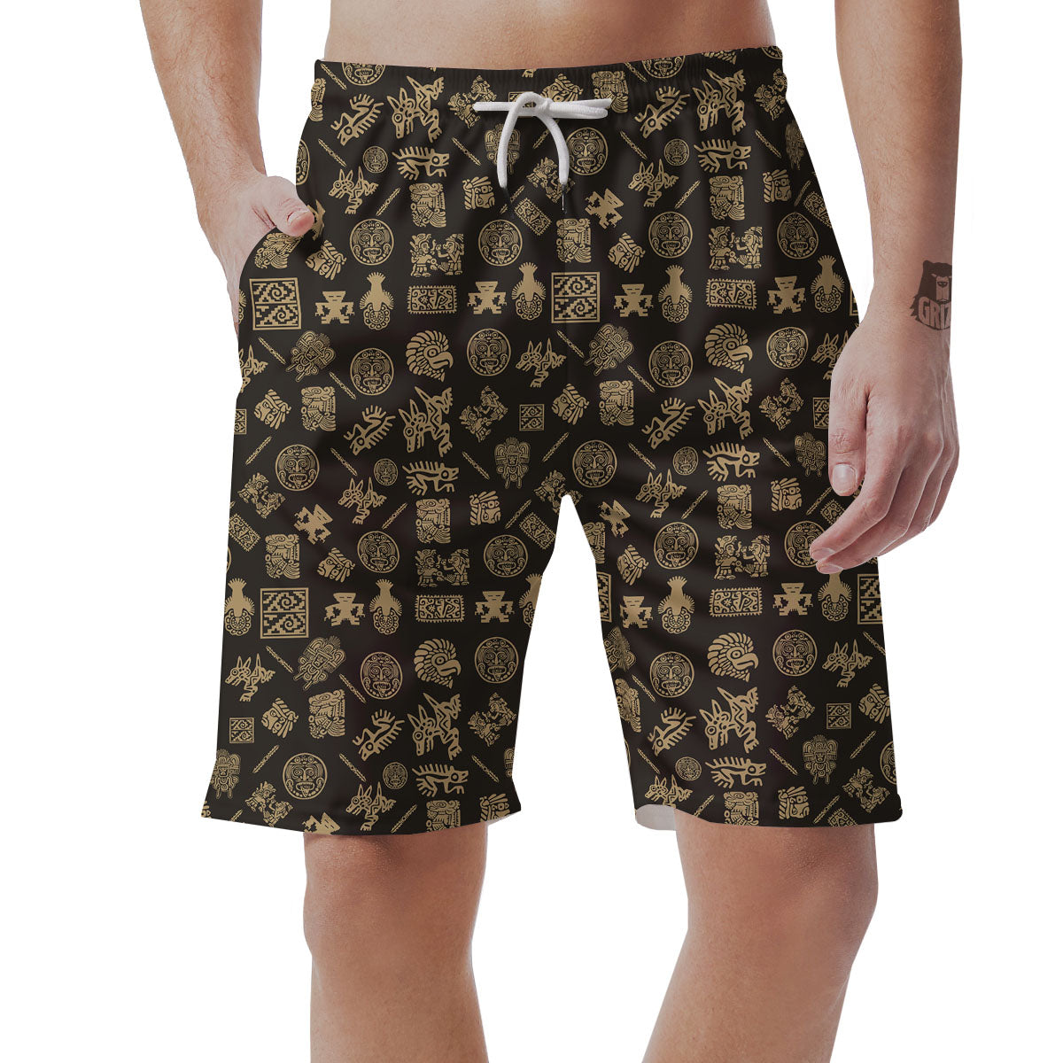 Symbol Mayan Print Pattern Men's Shorts-grizzshop