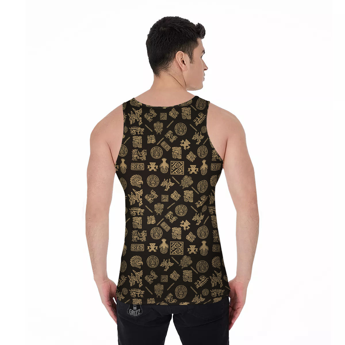 Symbol Mayan Print Pattern Men's Tank Top-grizzshop