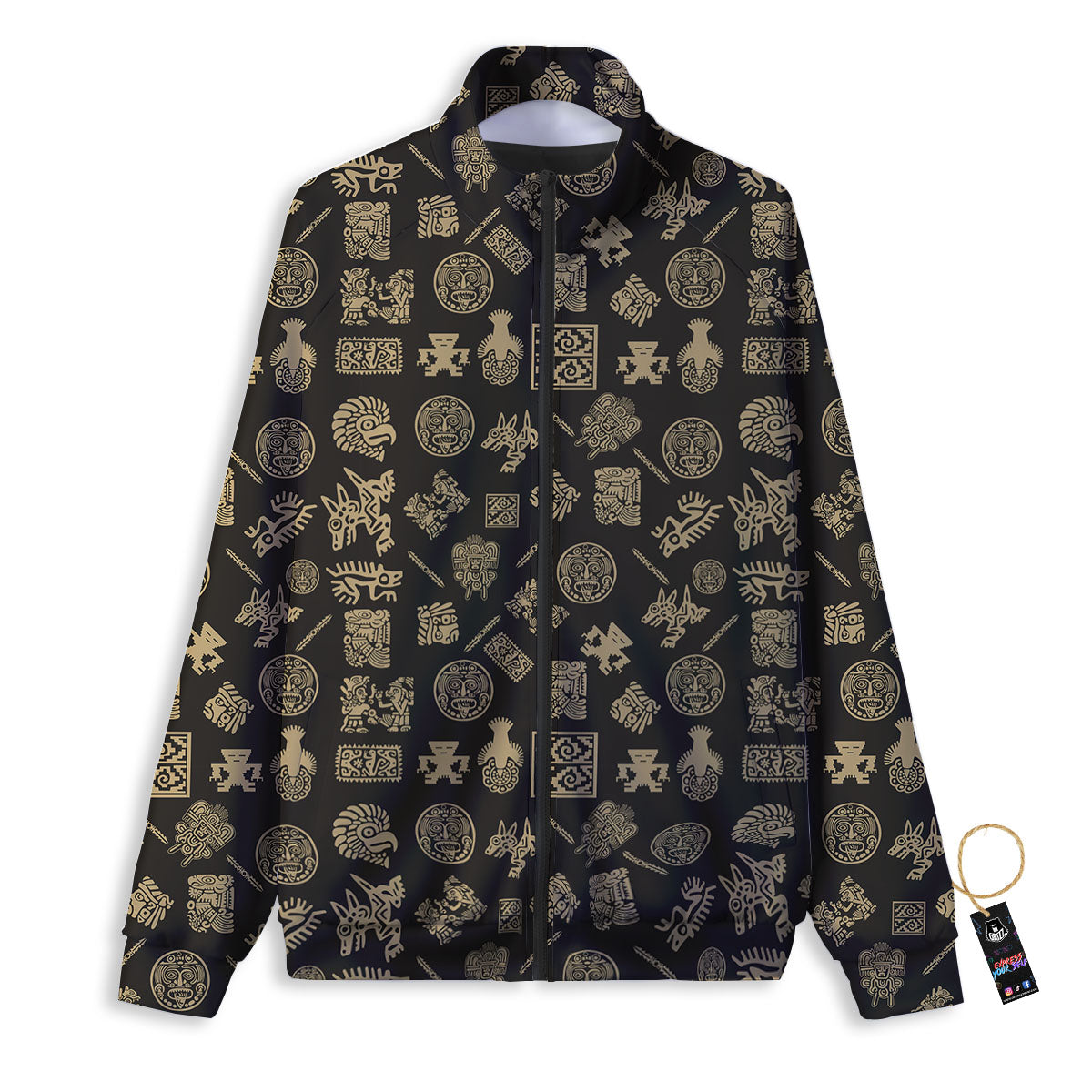 Symbol Mayan Print Pattern Track Jacket-grizzshop