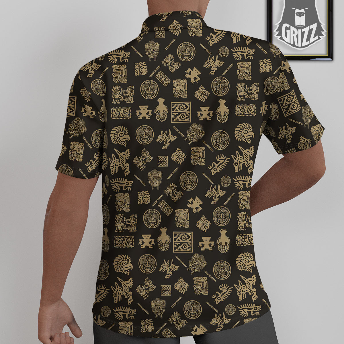 Symbol Mayan Print Pattern Untucked Shirts-grizzshop