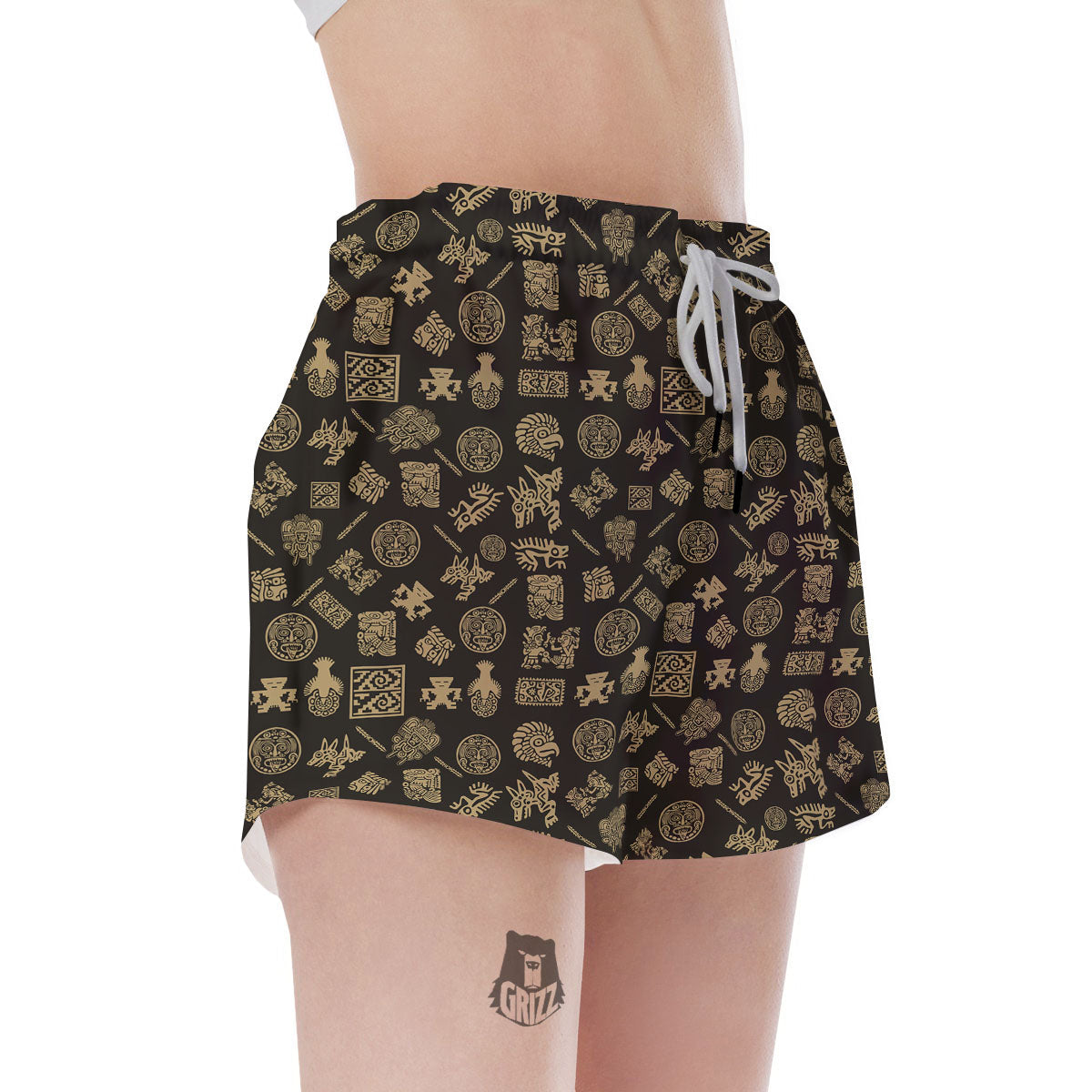 Symbol Mayan Print Pattern Women's Shorts-grizzshop