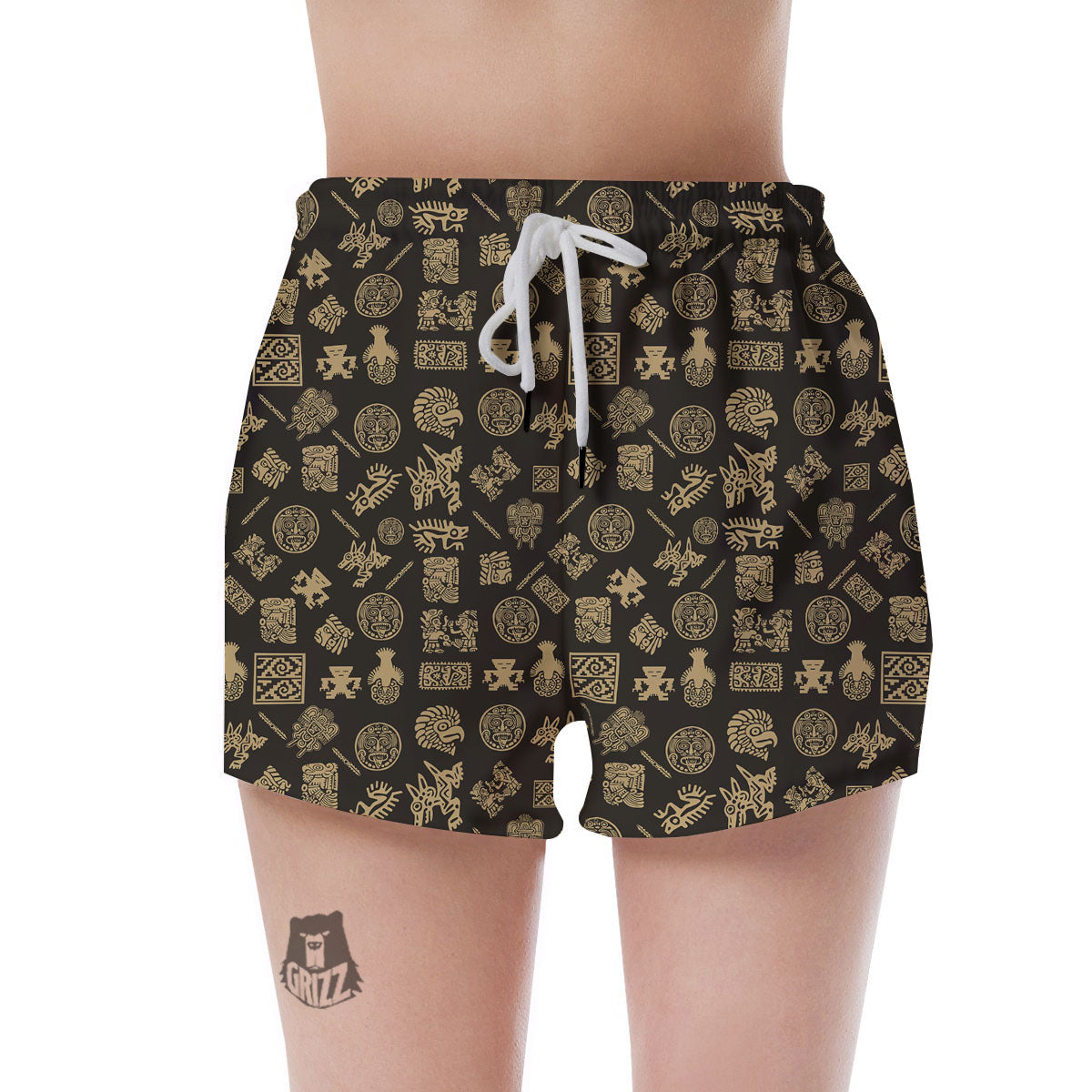 Symbol Mayan Print Pattern Women's Shorts-grizzshop