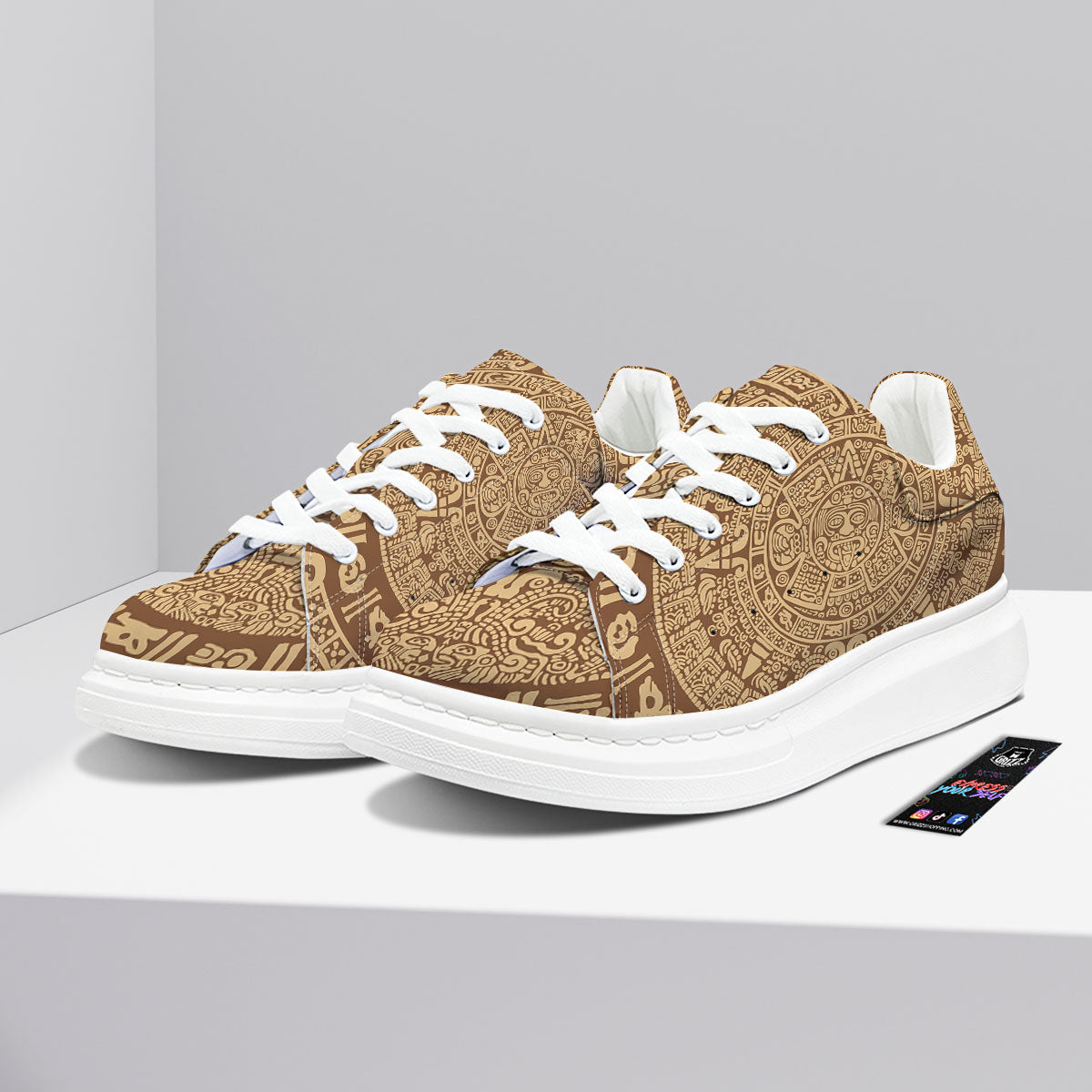 Symbol Mayan Print Platform Shoes-grizzshop