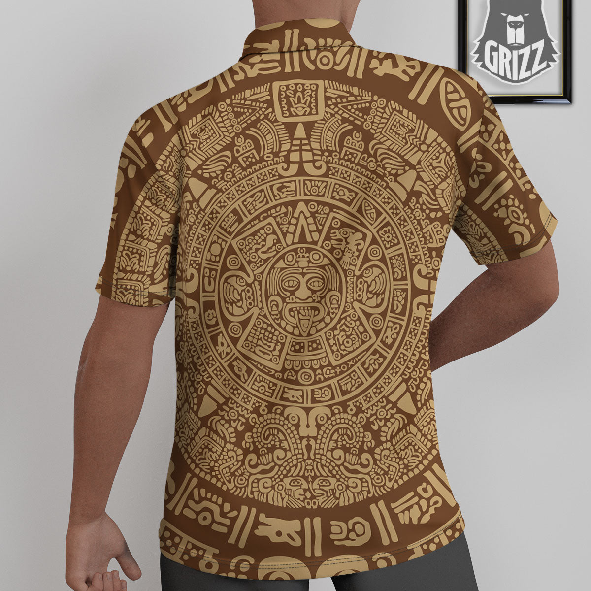Symbol Mayan Print Untucked Shirts-grizzshop