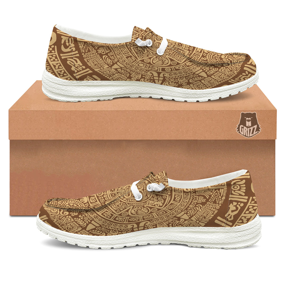 Symbol Mayan Print White Loafers-grizzshop