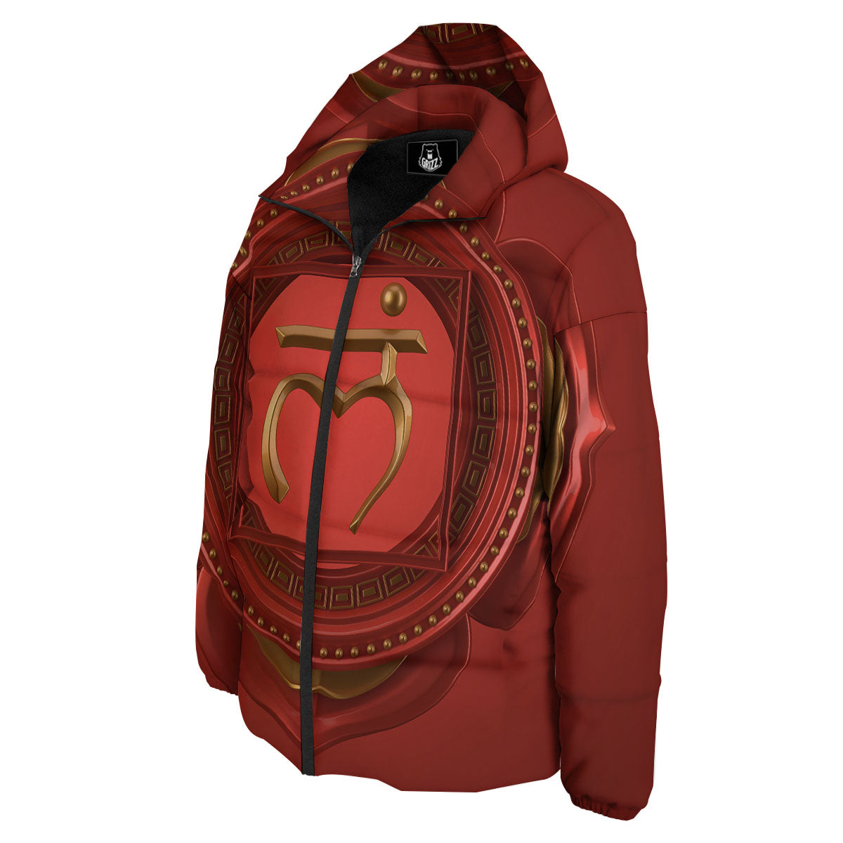 Symbol Muladhara Chakra Print Down Jacket-grizzshop
