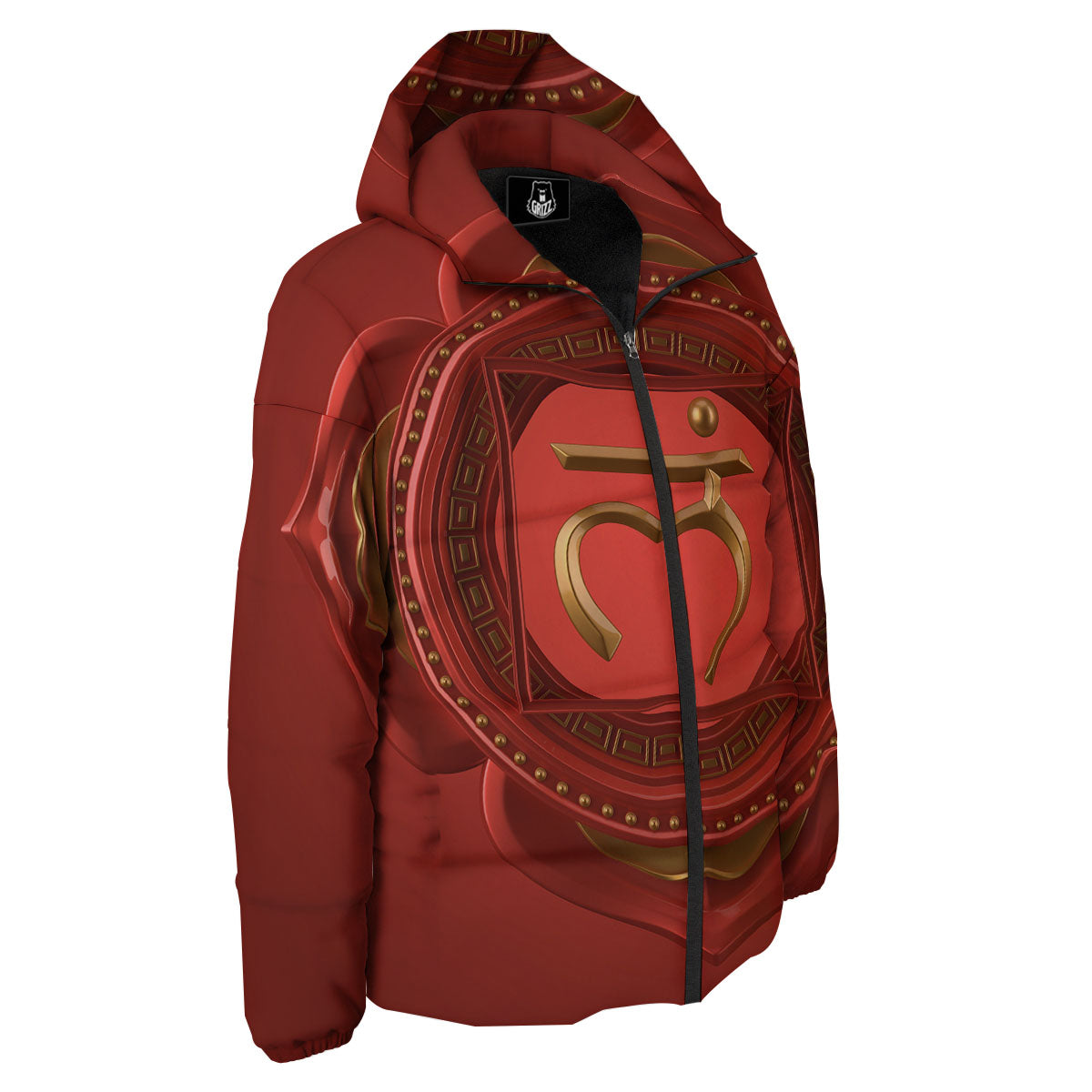 Symbol Muladhara Chakra Print Down Jacket-grizzshop