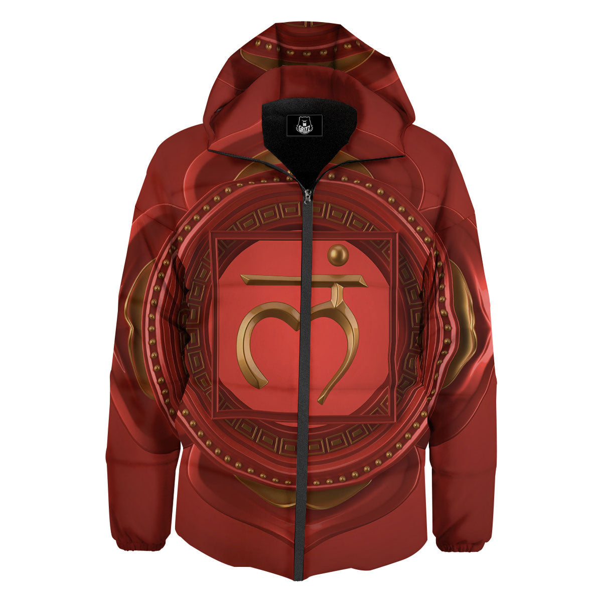 Symbol Muladhara Chakra Print Down Jacket-grizzshop