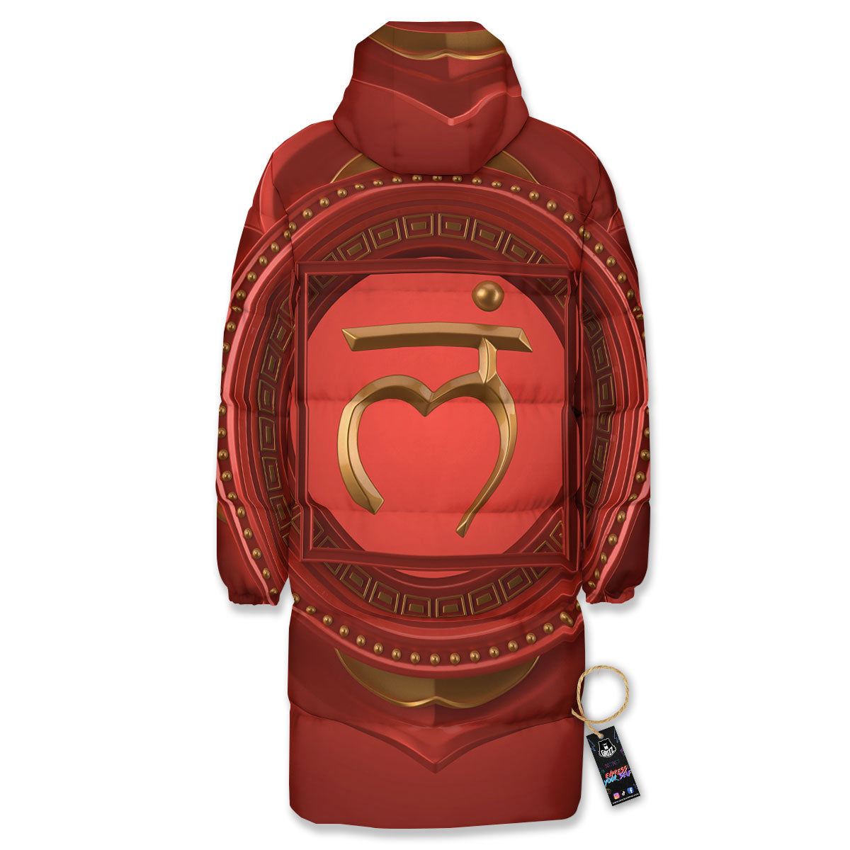 Symbol Muladhara Chakra Print Long Down Jacket-grizzshop