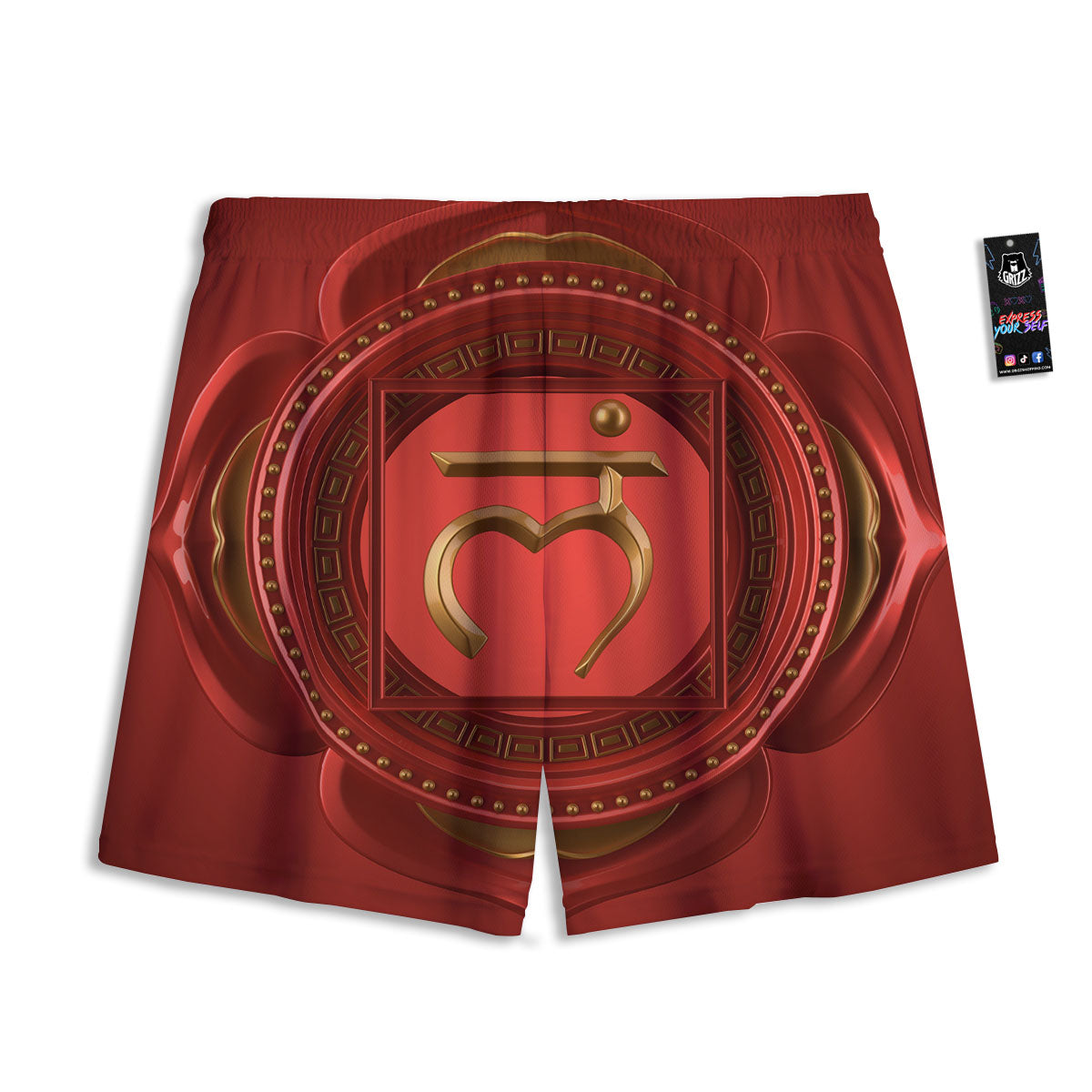 Symbol Muladhara Chakra Print Mesh Shorts
