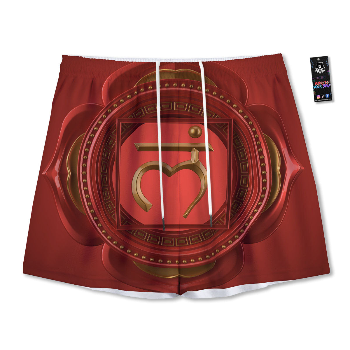 Symbol Muladhara Chakra Print Mesh Shorts