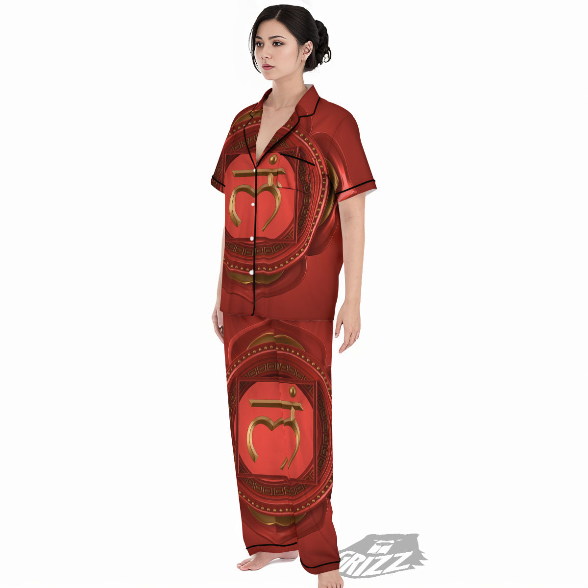 Symbol Muladhara Chakra Print Women's Pajamas Set-grizzshop