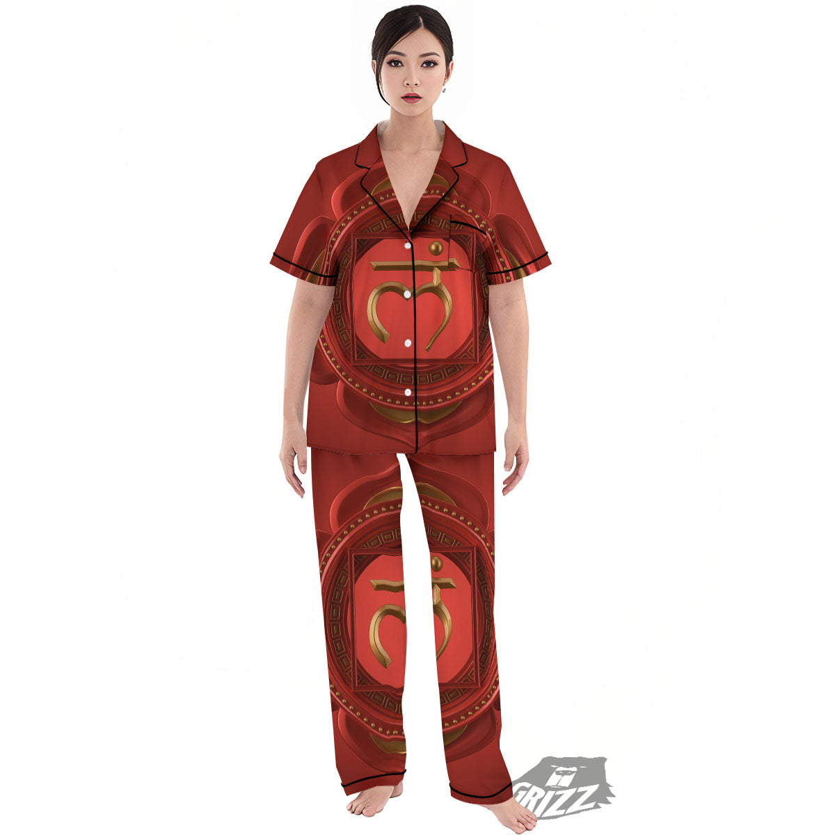 Symbol Muladhara Chakra Print Women's Pajamas Set-grizzshop