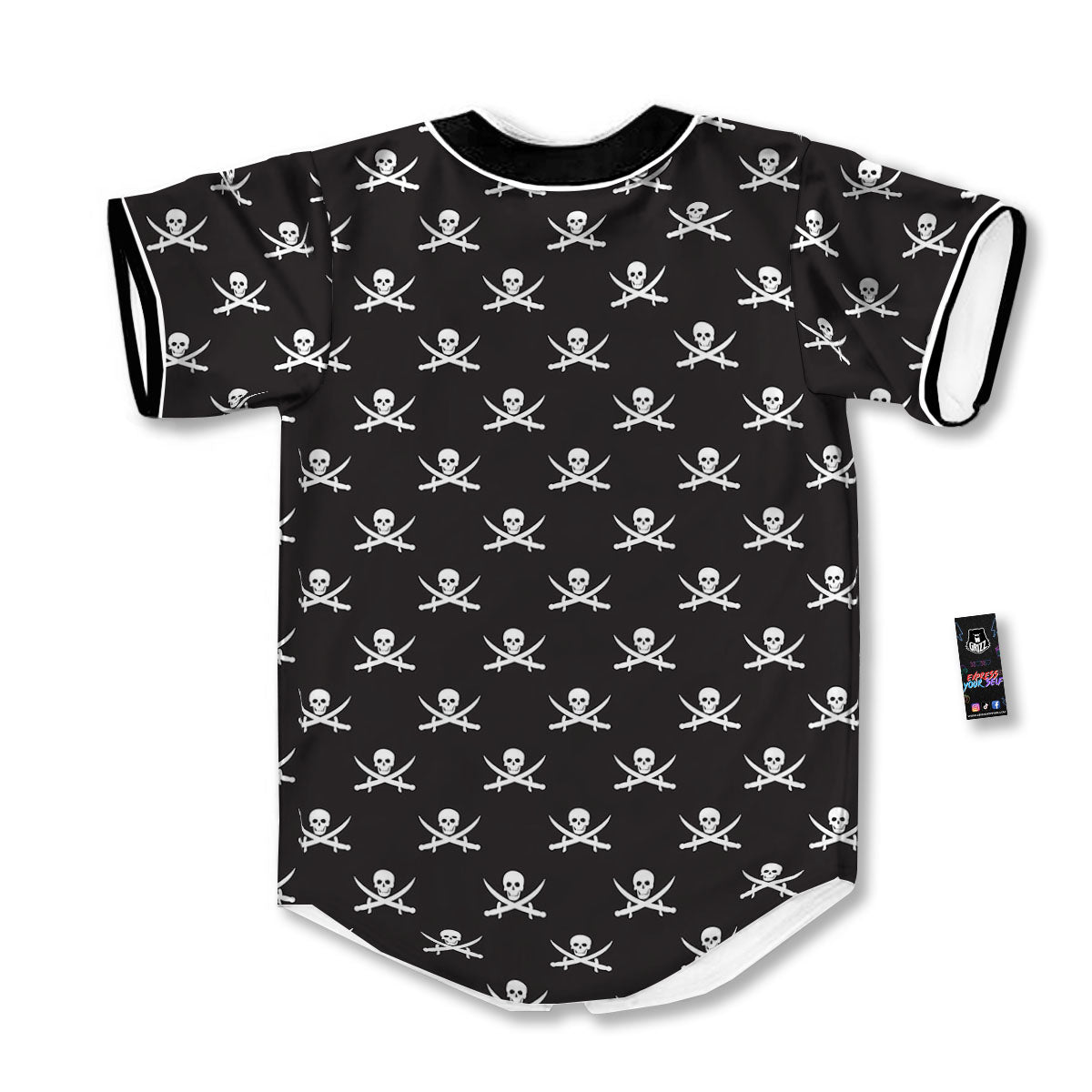Symbol Pirate Skull Print Pattern Baseball Jersey-grizzshop